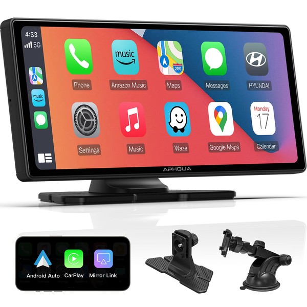 [Upgrade]-Newest Wireless Portable Carplay and Android Auto,Carplay Screen with Mirror