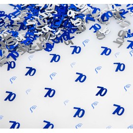 56g Blue & Silver 70th Birthday Confetti Foil Metallic Glitz Table Scatter Sprinkles Age Bday Party Decorations