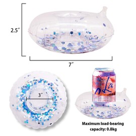 Drink Holder Pool Inflatable Pack of 4 Floating Drink Holder Bath Drinks Swimming Ring Transparent Pool Drink Holder for Summer Pool Party, Beach Party, Hawaiian Party Accessories