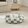 Ohocut Checkered Cat Dog Bed, Cute Sage Green Retro Style