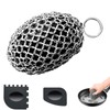 Chainmail Scrubber,Ergonomic Rugby Shape Desigs Cast Iron Cleaner Scrubber for