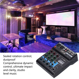 F4A Audio Live Mixer USB Interface Audio Mixer 4 Channel, Stereo DJ Sound Controller For Home Karaoke, USB Live Stage KTV, Soundcard For PC Recording