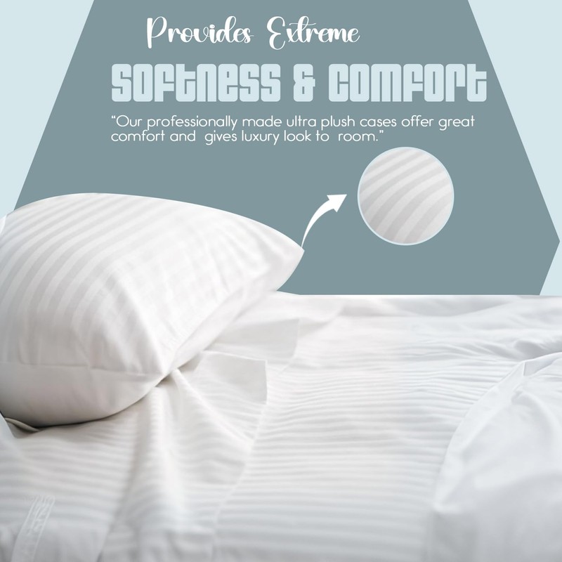 Sunshine Comforts Pillow Cases 4 pack Satin Stripes-Microfiber luxury Pillow