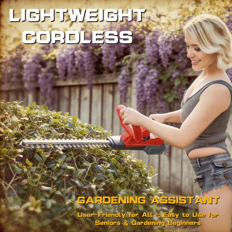IRONFIST Cordless Hedge Trimmer, 20" Brushless Electric Hedge Cutter