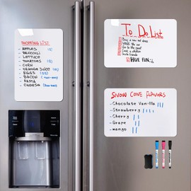 ANLIOTE 3 Pack Magnetic Whiteboard Sheet for Fridge 30 x 20 cm - Easy to Write and Clean, A4 Small Magnet Dry Erase Board with 3 Markers & Erase for Home Kitchen Refrigerator to DO List, Daily Planner