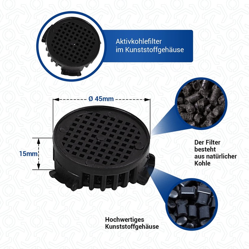 VIOKS 2 x Activated Carbon Filter 45 mm Diameter Replacement