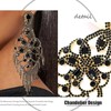XSBODY Rhinestone Black Earrings For Women Tassel Crystal Statement Dangle