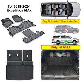 LJWAITO Floor Mats & Cargo Liners & Backrest Mat for 2018-2024 Ford Expedition MAX 7,TPE All Weather Protection Car Floor Mats with Trunk Mat Covering The Backrest