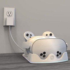 HMHAMA Ladestation passend für Meta Quest 3S/3/2 VR-Headset, Ladeständer für Headset mit Touch-RGB-Licht