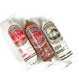 Sibiu, Csabai, Teli Salami, Hungarian and Romanian, Pork and Paprika Brand Dry Aged Sausages, Pack of 3, Gourmet Gift
