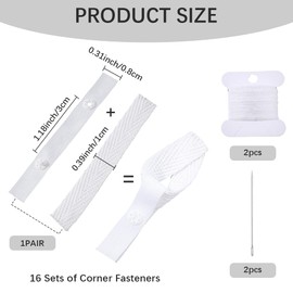 CRASPIRE 2 Sets Duvet Cover Corner Tabs Duvet Corner Ties with Cord Needle White Polyester Removable Quilt Inside Locking Snap Fastener Button Straps Sets for Comforter Quilt Prevent Shifting Holder