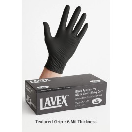 Lavex Pro 6 Mil Black Nitrile Gloves Large 100ct | Heavy-Duty Powder-Free