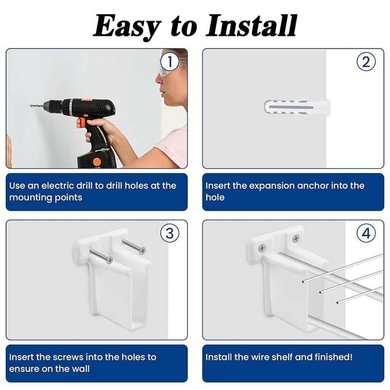 NYGHMY 8 Pack White Plastic Wire Shelf End Brackets -