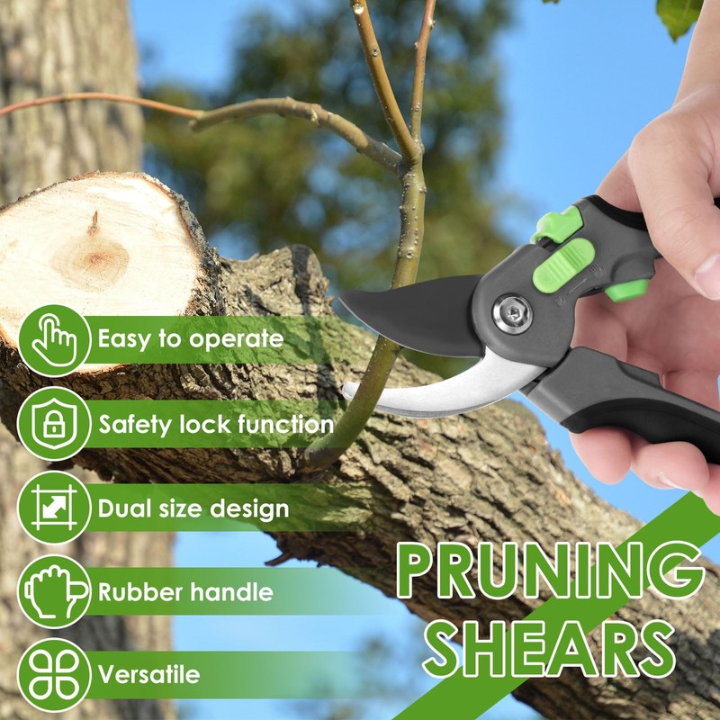 2 Pcs Pruning Shear Sturdy Steel Hand Pruner with Ergonomic