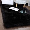 TopAufell Faux Fur Rug Fluffy Rug Black, Fluffy Carpet,Faux Sheepskin