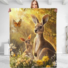 dhakalrlde Kangaroo Blanket - Plush, Soft, Comfy, Lightweight, Warm, Fuzzy, Cozy and Anti-Pilling Flannel Throw Blanket Perfect for Couch, Travel, Bed, Office, Outdoor - 50in×60in(color87)