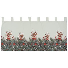 Raebel OHG Net Curtain Christmas Curtain Panneau Christmas Bistro Curtain Elk Red Nose 100% Polyester Opaque (60 x 120 cm)