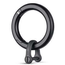 TISUR Round Carabiner Key Holder, Small, Stylish, Car Key Ring, Key Storage, Aluminum Black Round Carabiner + 1 Stainless Steel D-Ring