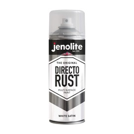 JENOLITE Directorust Satin Spray Paint | WHITE | 400ml (13.52fl oz) | Semi-Gloss Spray Paint | Wood, Metal, Plastic, Ceramic & Rusted Surfaces | Interior & Exterior Use | RAL9016