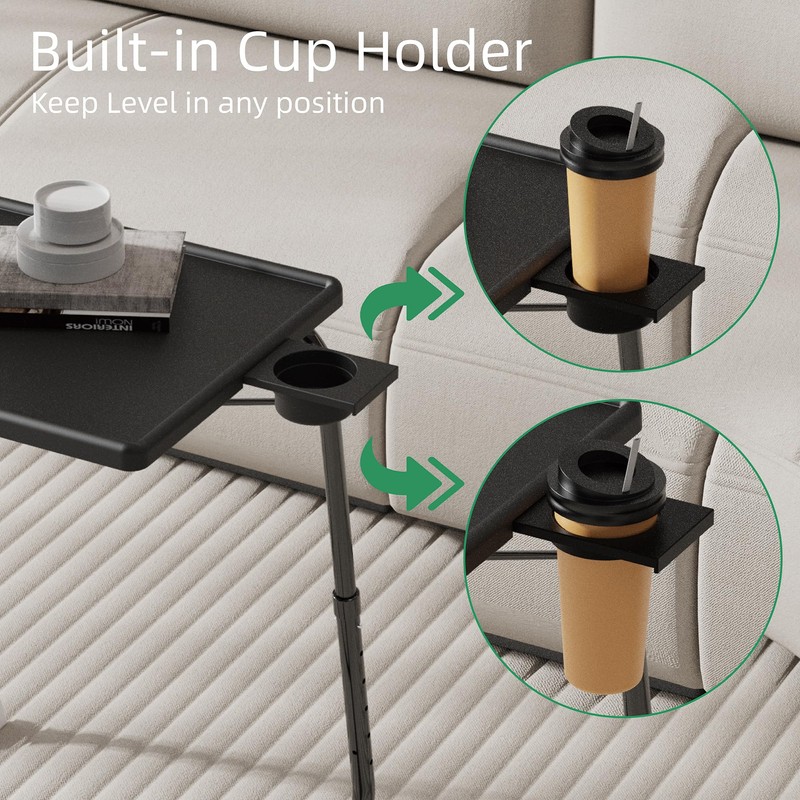 Adjustable TV Tray Table for Breakfast & Dinner - Black