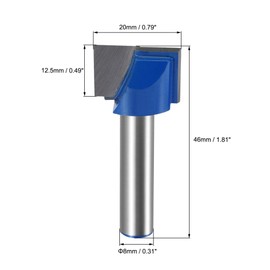 sourcing map 20mm Dia 8mm Shank Bottom Cleaning Router Bit, 2 Flutes Carbide Tipped Cutter Uncoated for Woodworking