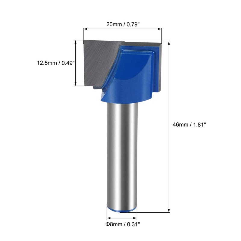 sourcing map 20mm Dia 8mm Shank Bottom Cleaning Router Bit,
