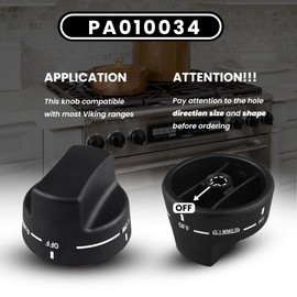 Suireh PA010034 Cooktop Burner Knob for Viking Gas Range,9mm/0.35 inch D-Shaped Hole Range knobs Compatible with Viking VDSC305, VDSC365, VGIS30, VGRC60（Black,5PCS