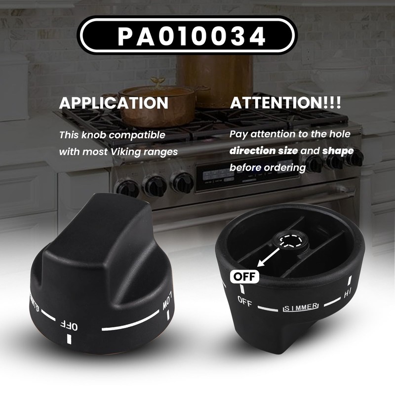 Suireh PA010034 Cooktop Burner Knob for Viking Gas Range,9mm/0.35 inch