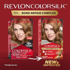 REVLON Revlon ColorSilk with Bond Repair Complex, Permanent Hair Color, 100% Gray Coverage, Ammonia Free Hair Dye, Vegan Keratin, 57 Lightest Golden Brown (Pack of 3)