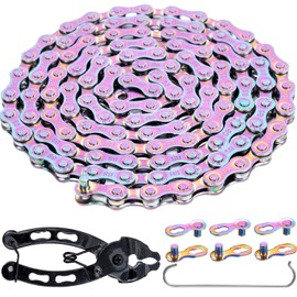 YBEKI Bike Chain 6/7/8/9/10/11 Speed Bicycle Chain 1/2 x 11/128 Inch 116 Links (6/7/8 Speed, Multicolour, 1)