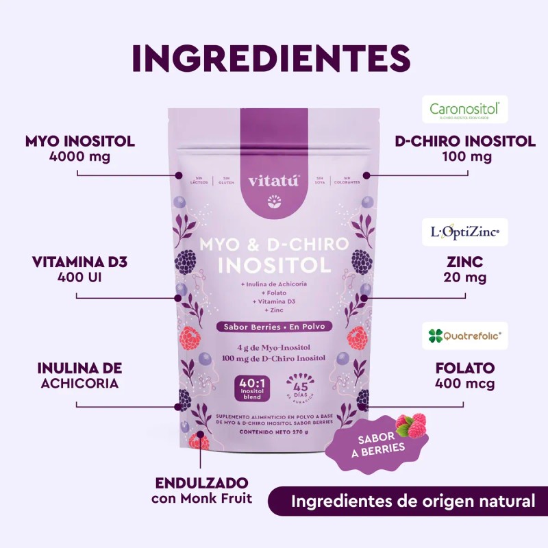 Vitatú | Myo Inositol & D-chiro Inositol Sabor Berries Frutos