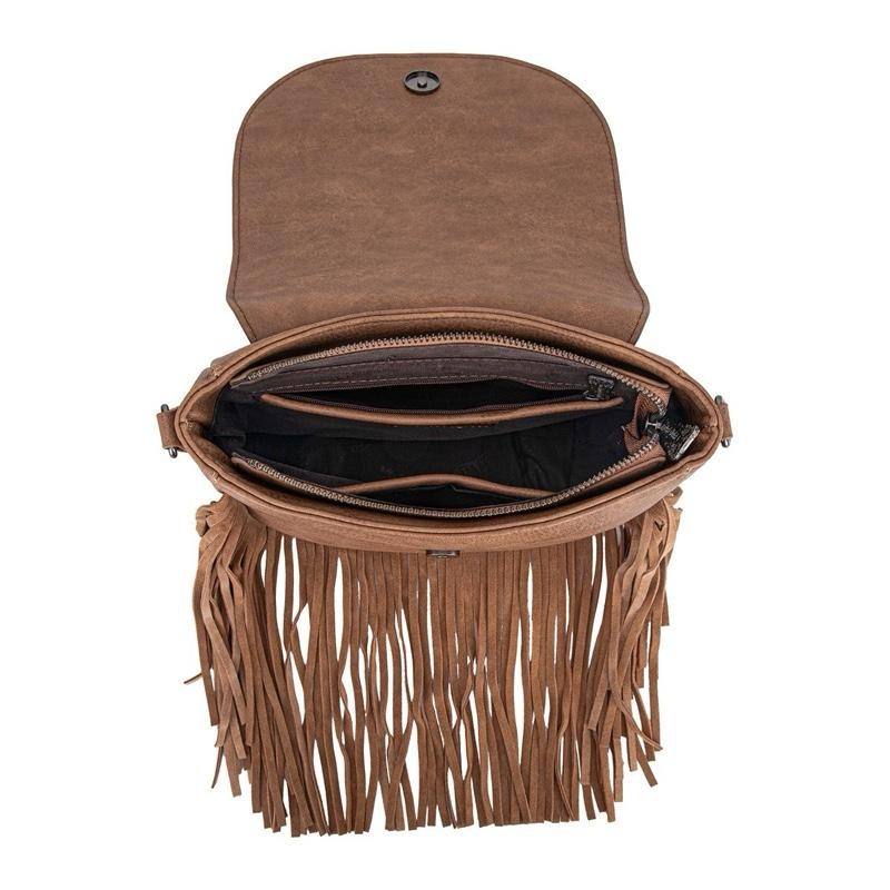 Montana West Genuine Hair-On Cowhide Tooled Fringe Crossbody Bag -