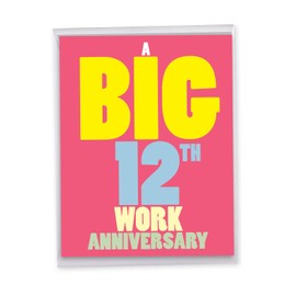 NobleWorks - Big Humorous 12th Milestone Anniversary Greeting Card From Us 8.5 x 11 Inch with Envelope (1 Pack) Large Jumbo 12 Years At Work J8249MAG-WA-US