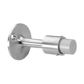Rockwood 475.26D Brass Door Stop, 8 x 3/4" OH SMS Fastener with Plastic Anchor, 2-1/4" Base Diameter x 3-3/4" Height, Satin Chrome Plated Finish