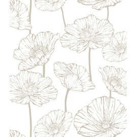 Peel and Stick Wallpaper Beige and White Floral Wallpaper 17.3inx118.1in Self Adhesive Contact Paper Removable Decorative Wall Paper for Bedroom Bathroom Cabinets Decor Vinyl