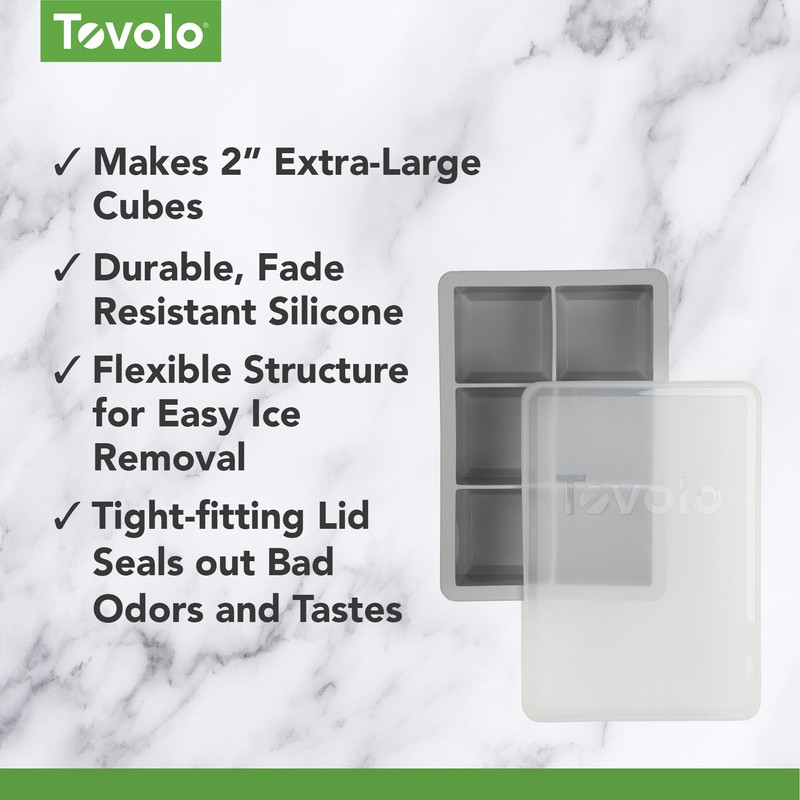 Tovolo Large 2” King Cube Ice Tray with Lid Oyster