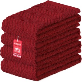 Decorrack 100% Cotton Kitchen Towels, 15" x 25" Absorbent Dish Towels Red Pack of 4