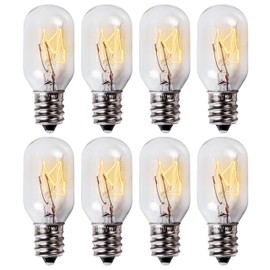 Canamax T20 E12 Salt Lamp Bulb 120V 15W - Warm White Light 2700K 80lm, E12 Candelabra Base - Compatible with Himalayan Salt Rock Lamps & Baskets, Scentsy Plug-in Wax Warmers, Night Lights - Pack of 8