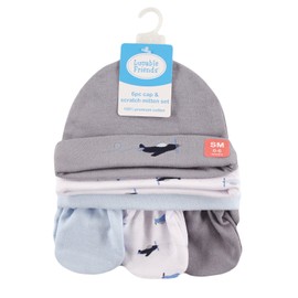 Luvable Friends Cotton Cap and Scratch Mitten Set