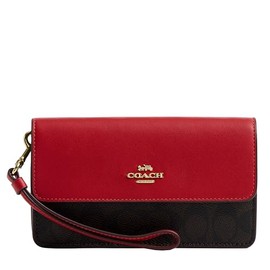 Coach Foldover Wristlet, IM/Walnut/Bold Red
