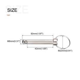 METALLIXITY Quick Release Pins (8mmx50mm), Carbon Steel Pull Pin - for Shipbuilding, Ship Outfitting, Boat Top