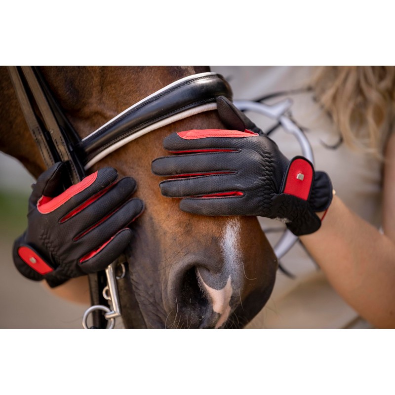 Roeckl Sports equestrian gloves MALTA, summer riding glove, black/mocha 6.5