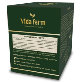 VIDA FARM 125 Fennel Tea Bags, 100% Natural Dried Fennel Herbal Tea, No Sugar, No Caffeine