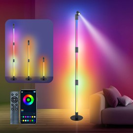 Corner Floor Lamp, RGBW LED Corner Lamp with Remote and APP Control, Smart Color Changing Mood Light with Music Sync and 16 Million DIY Colors, Dimmable RGB Floor Lamp for Living Room, Gaming Room