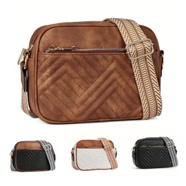 Bolsa Bandolera para Mujer，Bolsas Crossbody Mujer de Impermeable de Gran Capacidad y Múltiples Bolsillos,bolso cruzado para mujer con Correa Ajustable Emparejamiento Diario(Marrón)