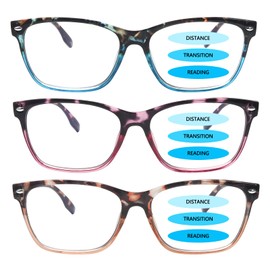 CLASAGA Progressive Multifocus Reading Glasses for Women, Blue Light Blocking Ladies Computer Readers with Spring Hinge. (3 Mix-2, 3.00, x)