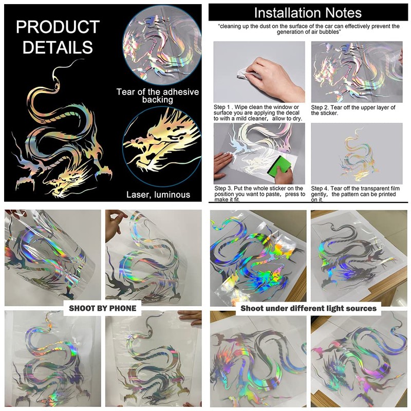 Dragon Graphic Car Hood Sticker Self-Adhesive Vinyl Graphics Decals 19.69''