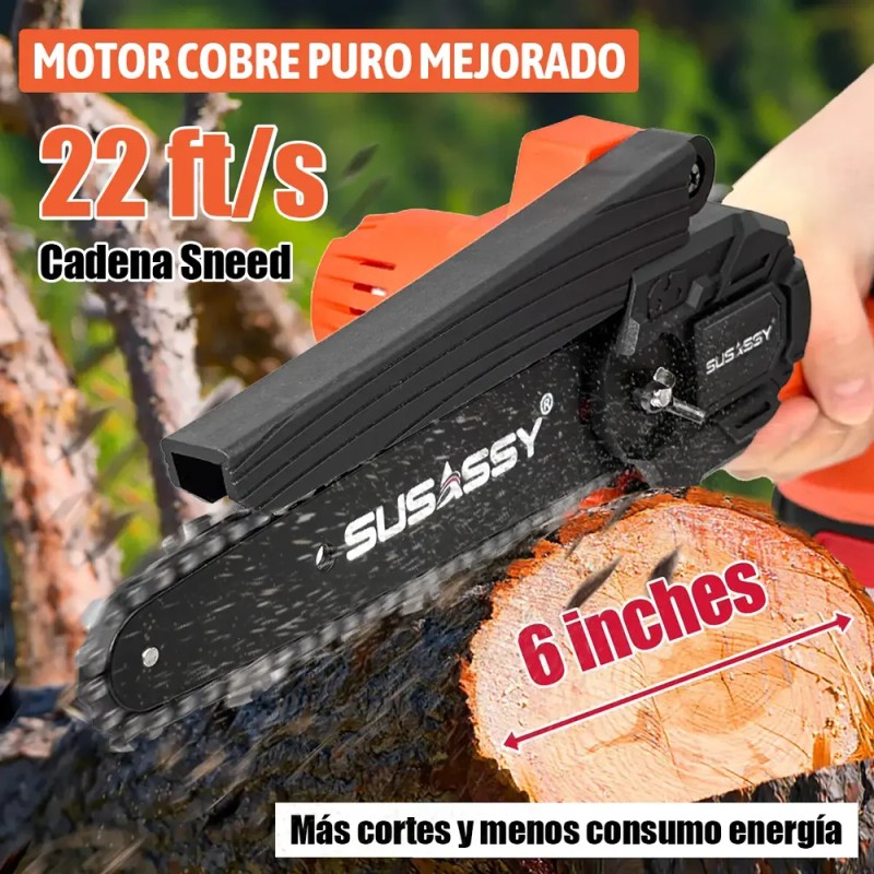 Mini Motosierra Electrica Inalambrica Mano Portatil 6 Inch Color Naranja