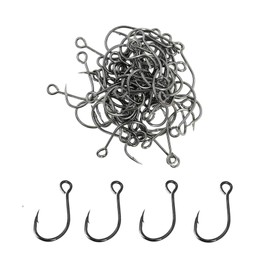 50pcs/Pack Fishing Single Replacement Hook Inline Large Eye Single Hook for Fishing Spoon Spinner Lure Bait Hooks Sz3/0 2/0 1/0 1# 2# 4# 6# 8# (1#)