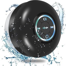 Suction Cup Waterproof Bluetooth Speaker LED Light Light Waterproof Bathroom Bluetooth Speaker (Black)
